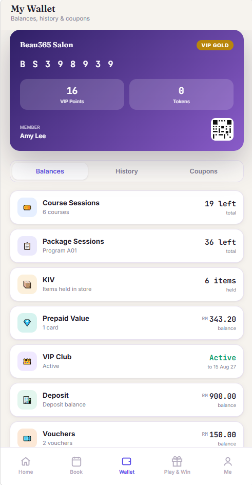 Customer App wallet · package balance